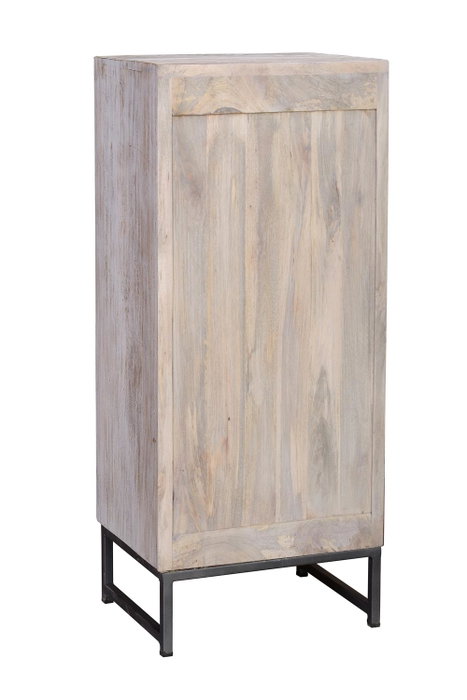 GINER Y COLOMER Commode à 5 tiroirs en bois de manguier, blanc vieilli et gris